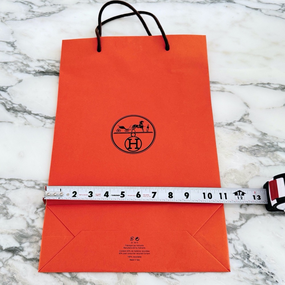 Hermes Orange Paper Shopping Bag 16.5x11x4 Authentic Luxury Boutique - Picture 3 of 5